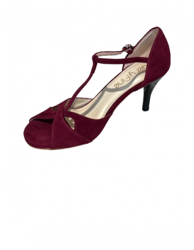 Chaussures de danse Zurich – Chaussures de tango en daim rouge vin