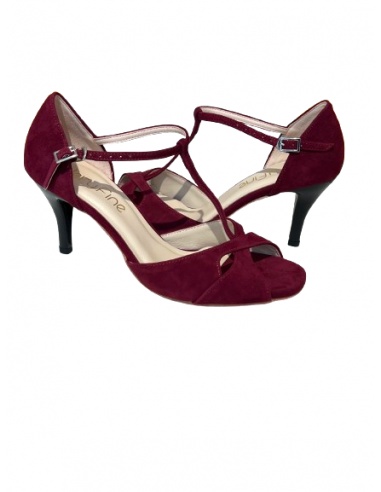 Chaussures de danse Zurich – Chaussures de tango en daim rouge vin