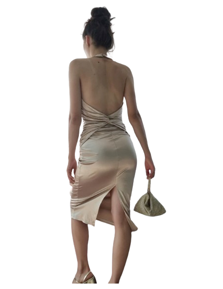 Sexy gold halterneck dress for all tango dancers