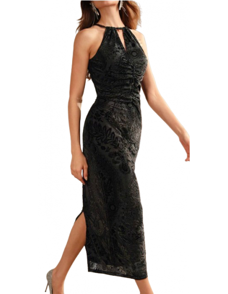 Robe de tango noire en velours jacquard : élégante et confortable