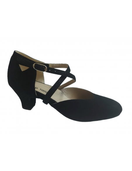 Chaussures de danse en daim noir pour la danse de salon, le swing ou balboa