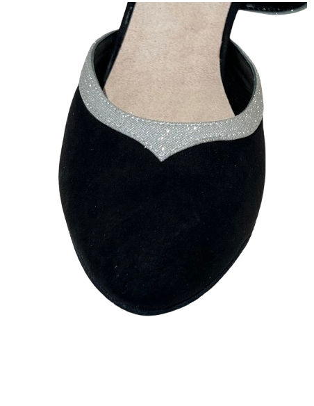 Exclusive italian made dance shoes | Black suede & glitter | Veryfine Zurich