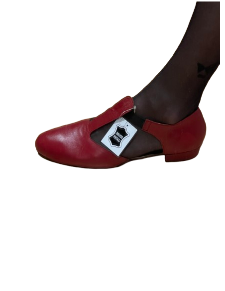 Chaussure de danse demi pointe Grèque, cuir bordeaux pour tous les types de danse.