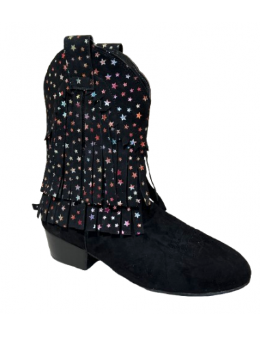 Linedance dance ankle boot in black suede leather for dancenight or linedance class