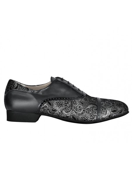 Men's dance shoes in black embossed leather for Argentine tango or milonga