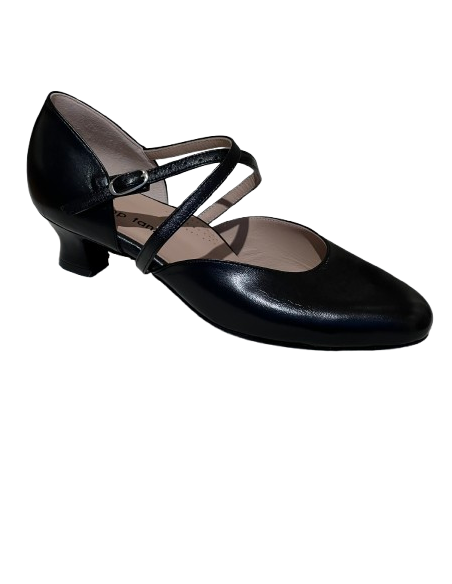 Ballroom dance shoes, black nappa leather with 3.5cm heel for salsa, tango