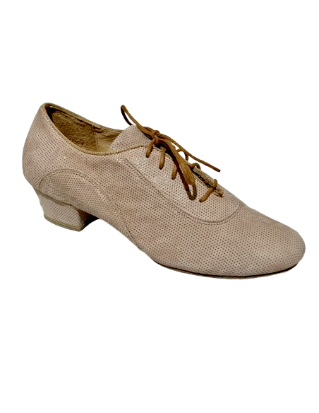 Dance training shoes, beige leather, split sole for linedance, ballroom, tango