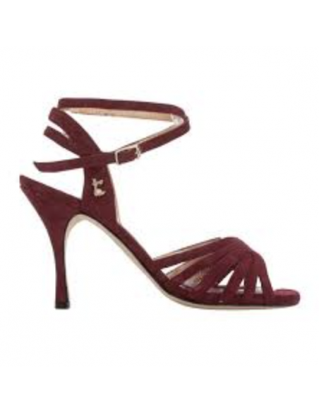 Dance shoes in burgundy suede leather for Argentine tango, kizomba