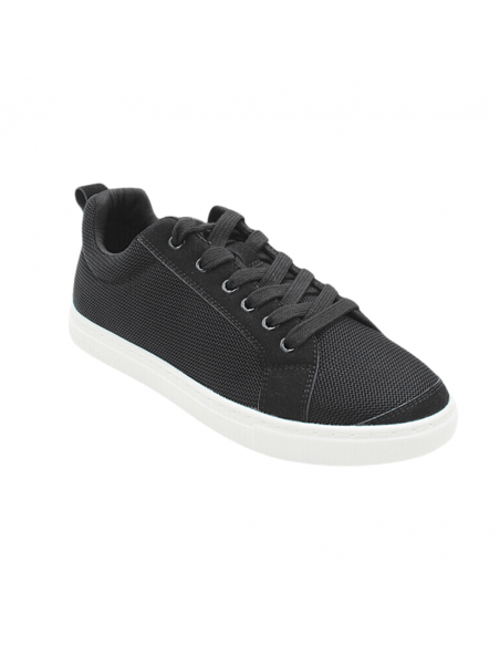 Black linen dance sneaker Rumpf Leo with outdoor sole,  pivot points for salsa, linedance