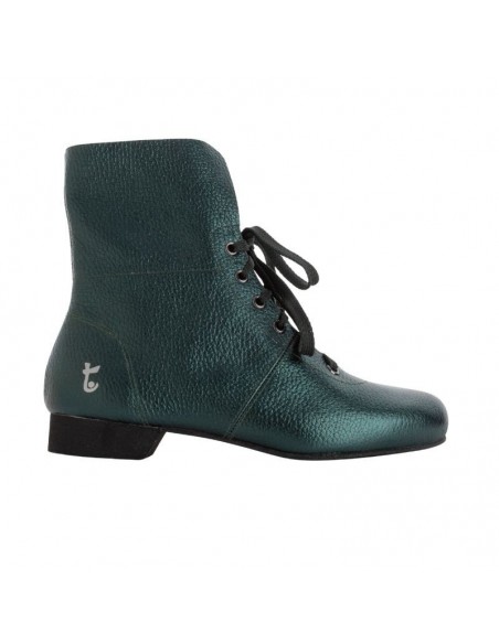 Bottine de danse en cuir vert bouteille pour le tango practica ou swing & balboa