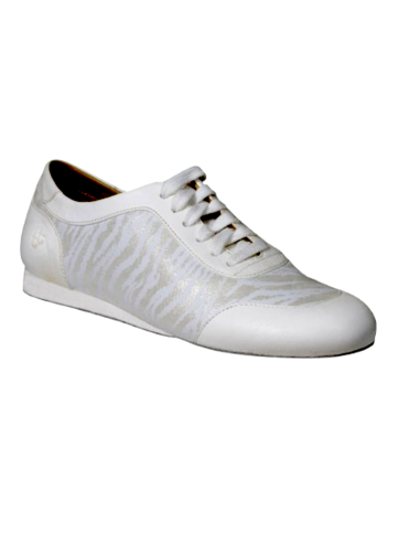 Dance sneakers in white leather with suede sole for linedance, westcoast, salsa, training