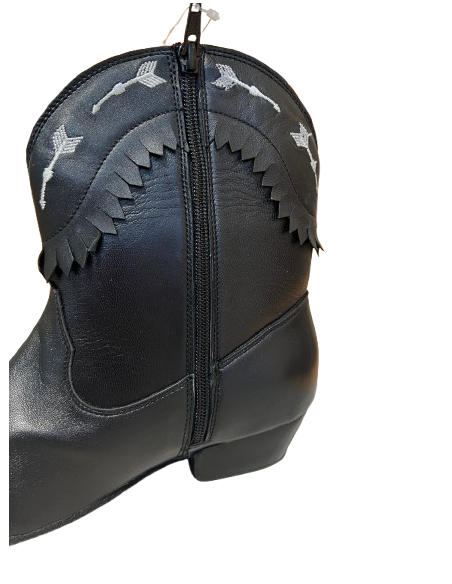 Bottine de danse en cuir noir confortable pour la linedance