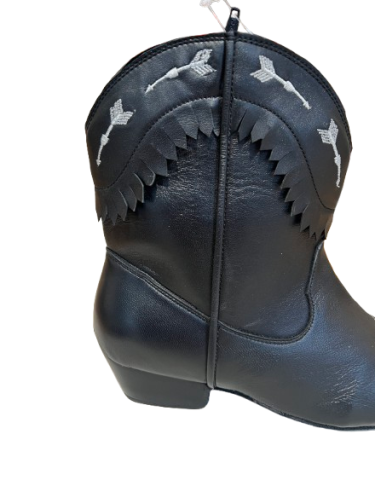 Black genuine leather ankle dance boots for line dancing