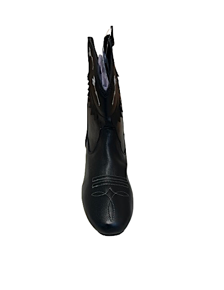 Bottine de danse en cuir noir confortable pour la linedance