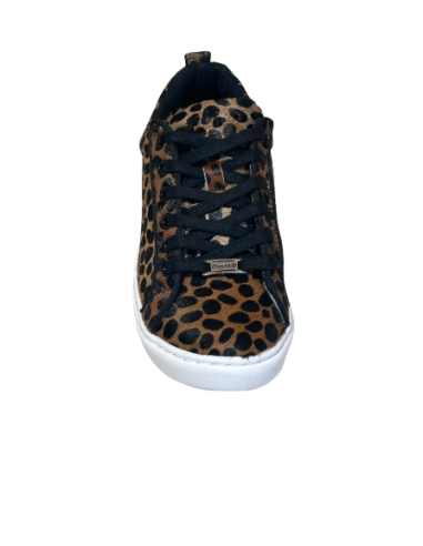 Sneaker da ballo in motivo leopardo con suola in PVC rossa per salsa, linedance