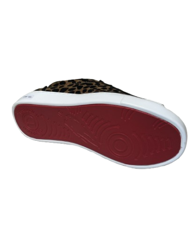 Sneaker da ballo in motivo leopardo con suola in PVC rossa per salsa, linedance