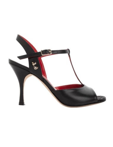 Elegante Tangolera-Tanzschuhe in Schwarz aus Nappaleder mit 8cm Absatz