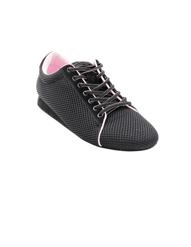 Dance sneakers, black mesh, suede sole for linedance, westcoast, salsa, training