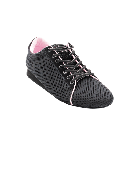 Dance sneakers, black mesh, suede sole for linedance, westcoast, salsa, training