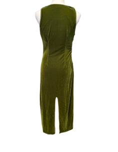 Petrolblaue Ballkleid aus Stretchsamt mit Beinschlitz 2