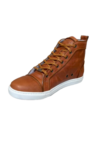 Caramel-coloured leather dance sneaker for men with outdoor sole