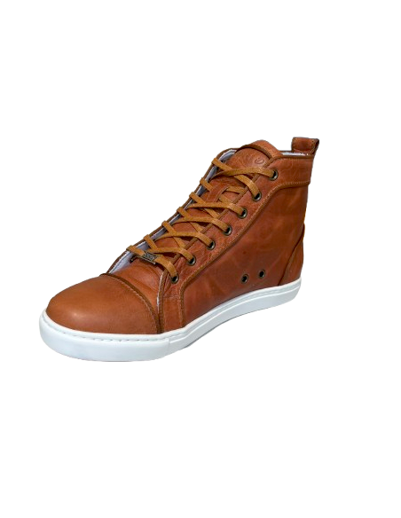 Caramel-coloured leather dance sneaker for men with outdoor sole