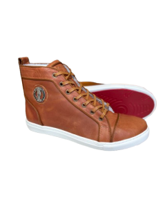 Caramel-coloured leather dance sneaker for men with outdoor sole 2