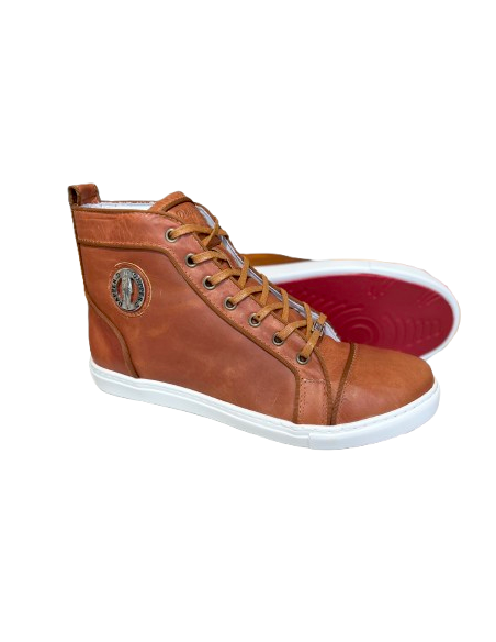 Baskets de danse en cuir caramel pour hommes avec semelle extérieure