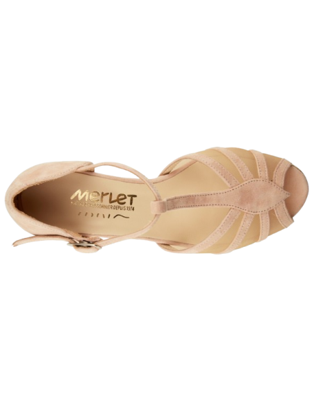 Dance Shoes Zurich – Merlet Karmina French, genuine nude suede, 5cm heel