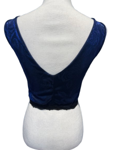 Elégant top de danse de Rossa Spina Italy en tissu stretch bleu royal pour le tango argentin. 2