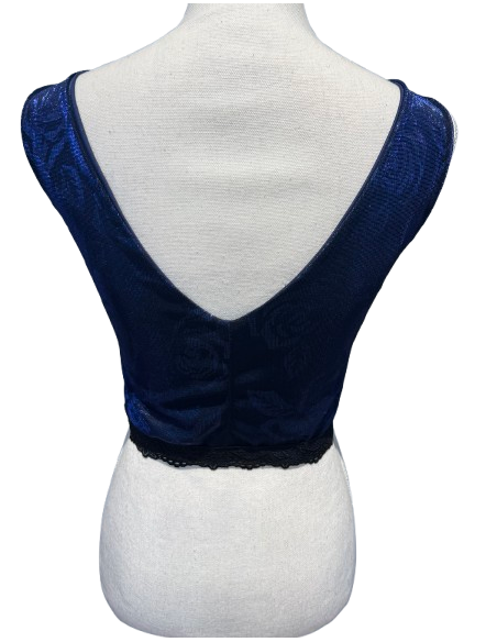 Elegante top da ballo di Rossa Spina Italy in tessuto elasticizzato blu royal per tango argentino