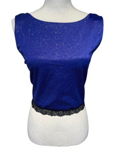 Elégant top de danse de Rossa Spina Italy en tissu stretch bleu royal pour le tango argentin.