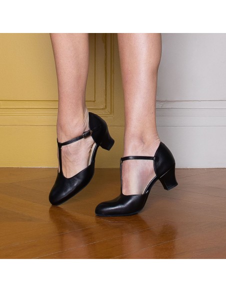 Scarpe da ballo Zurigo – Ballerina Merlet Eva, pelle nera, tacco 4cm