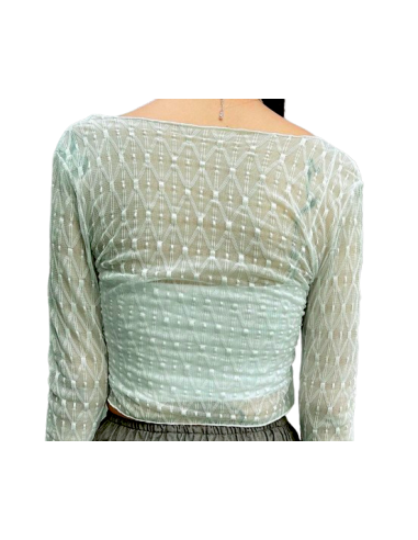 Dance jacket light green mesh with a wavy finish and long sleeves