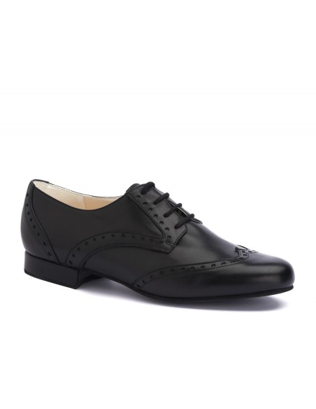 Elegant men's dance shoes made from black nappa leather for tango