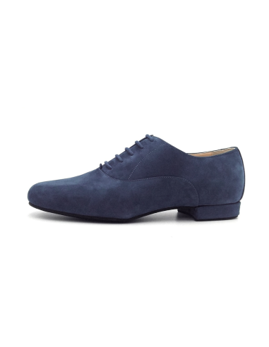 Elegant men's dance shoes made from blue suede leather for tango
