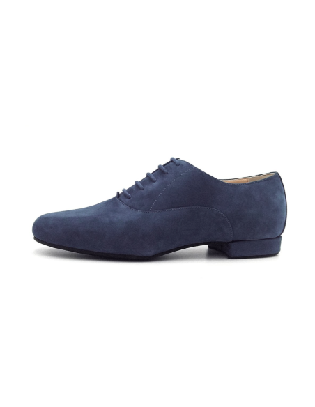 Elegant men's dance shoes made from blue suede leather for tango