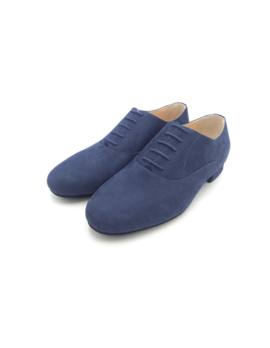 Chaussures de danse pour hommes elegants en cuir daim bleu pour le tango