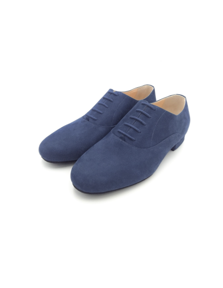 Elegant men's dance shoes made from blue suede leather for tango