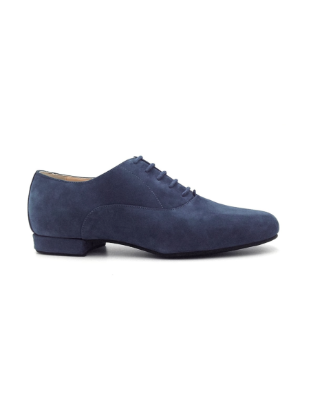 Elegant men's dance shoes made from blue suede leather for tango