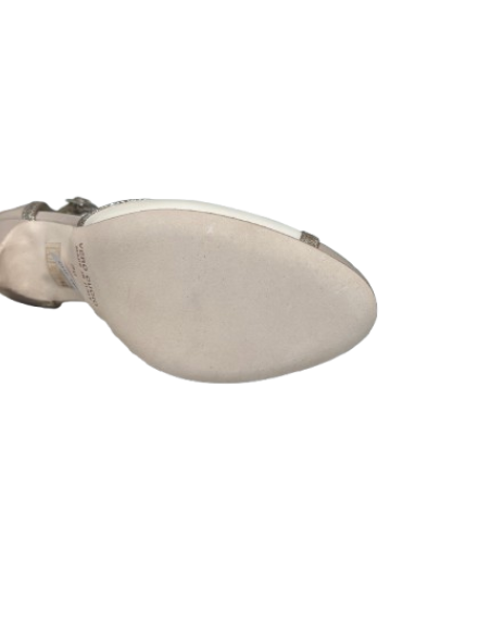 Chaussures de tango élégantes en cuir crème et doré, talon de 8cm