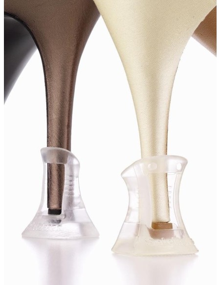 Transparent heel protectors for black stiletto heels, reusable