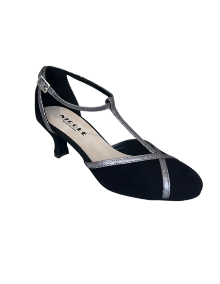 Exclusive italian made dance shoes | Black suede & glitter | Veryfine Zurich
