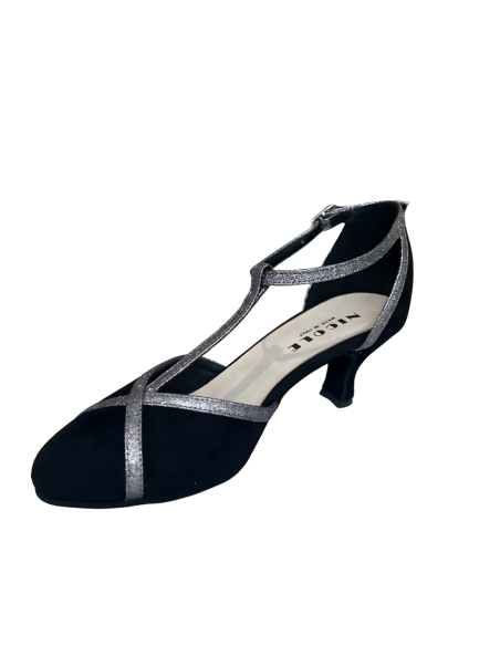 Exclusive italian made dance shoes | Black suede & glitter | Veryfine Zurich