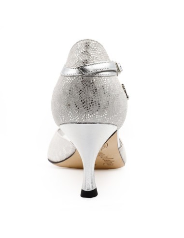Tangolera A8 Tango Shoes for Women – Silver Leather, 6cm Heel, Handmade in Italy