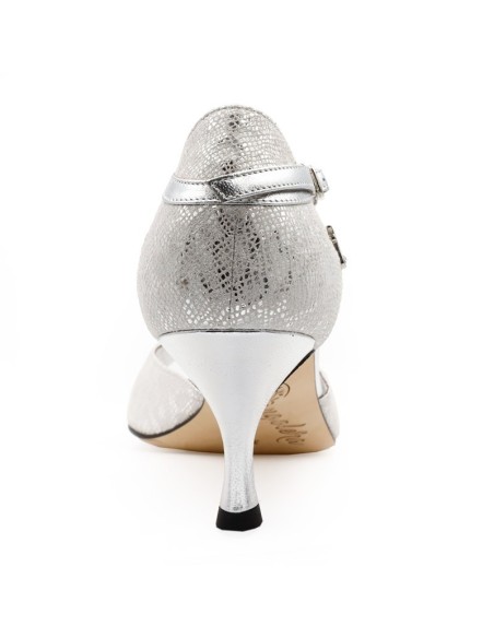 Scarpe da tango Tangolera Clio Argento Pitone Zurigo – Tacco 6 m