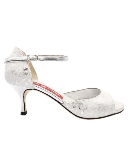Scarpe da tango Tangolera Clio Argento Pitone Zurigo – Tacco 6 m