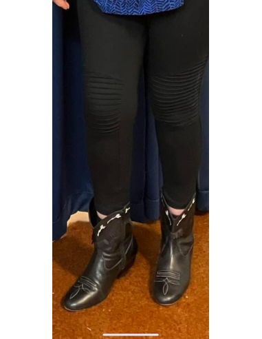 Bottine de danse en cuir noir confortable pour la linedance