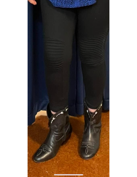 Black genuine leather ankle dance boots for line dancing