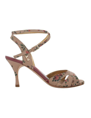 Tangolera Ginevra Beige Fiori scarpe da tango Zurigo – Tacco 7cm